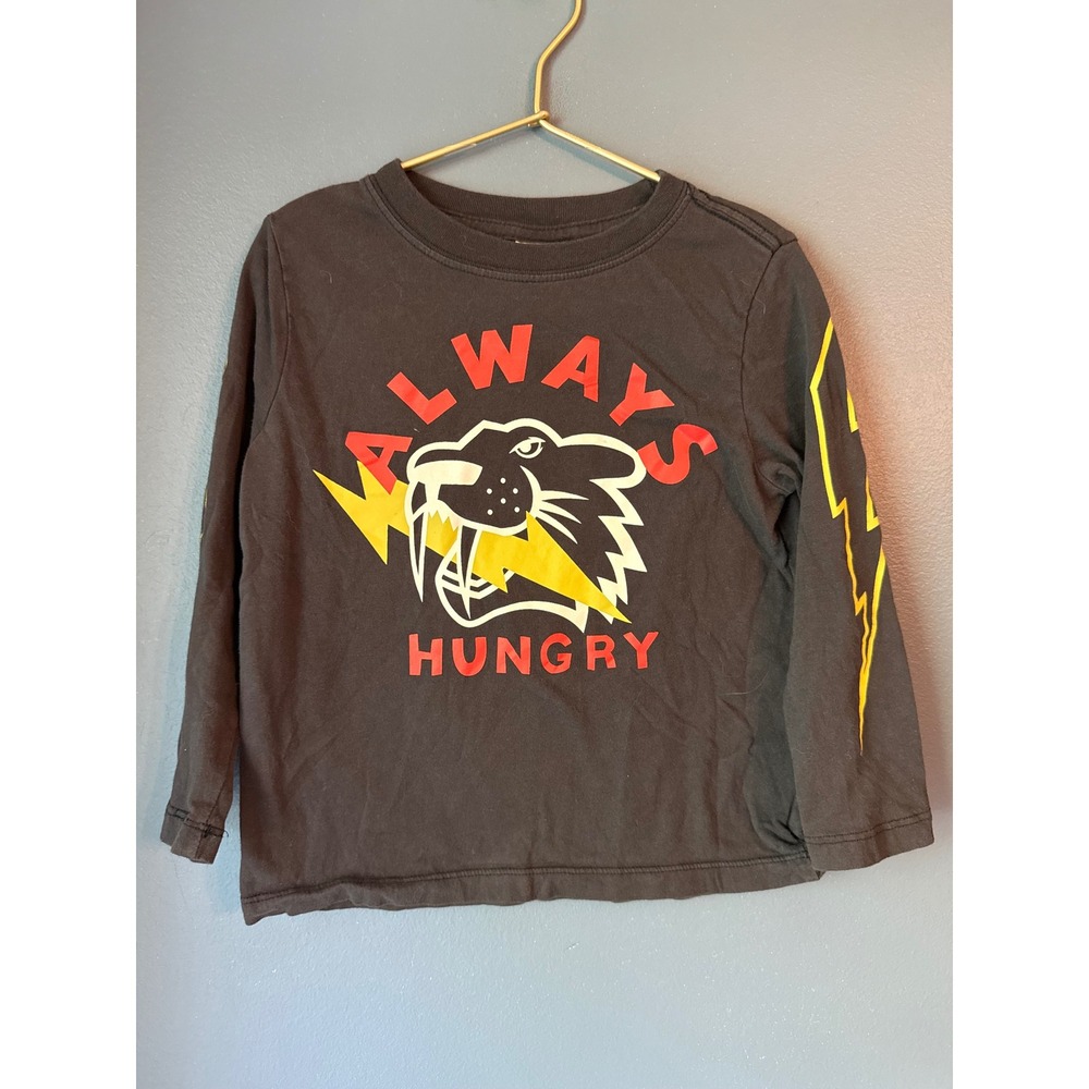 Hanna Andersson Kids Always Hungry Saber Tooth Tiger Graphic Tee gray US 4